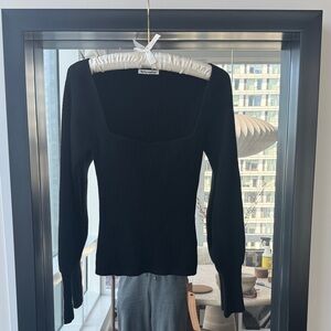 Reformation Cashmere Black Ribbed Knit Top [brand new]